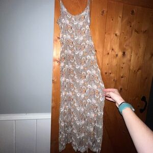 Tan multi colored sun dress